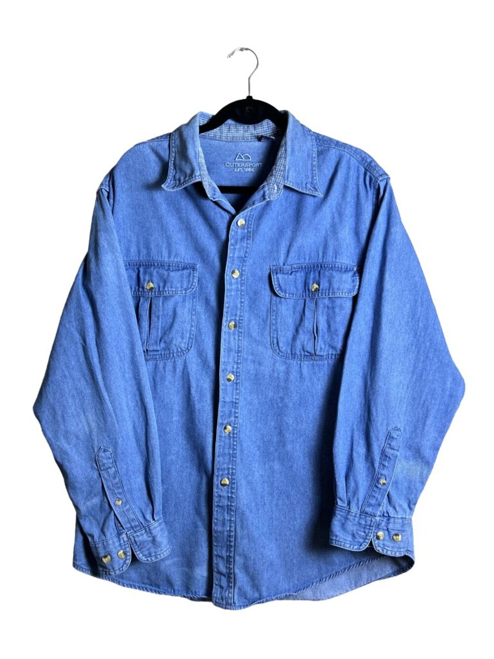 Outersport Vintage Denim Work Shirt Blue 90s Large